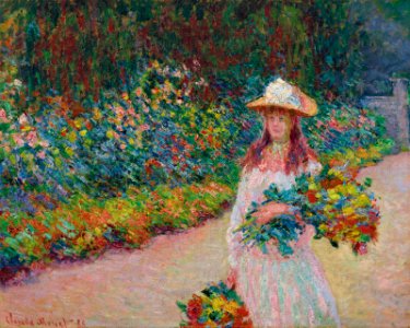 Claude monet jeune fille dans le jardin de giverny)