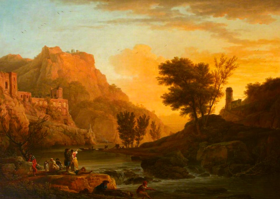 Claude-Joseph Vernet (1714-1789) - A River Landscape with a Town above - 138296.1 - National Trust