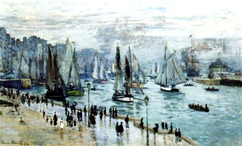 Claude Monet, Fishing Boats Leaving the Harbor, Le Havre. Free illustration for personal and commercial use.