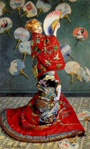 Claude Monet-Madame Monet en costume japonais. Free illustration for personal and commercial use.