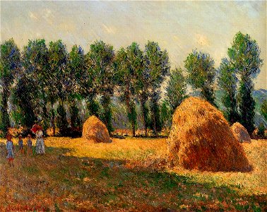 Claude Monet, 1885 - Haystacks at Giverny. Free illustration for personal and commercial use.