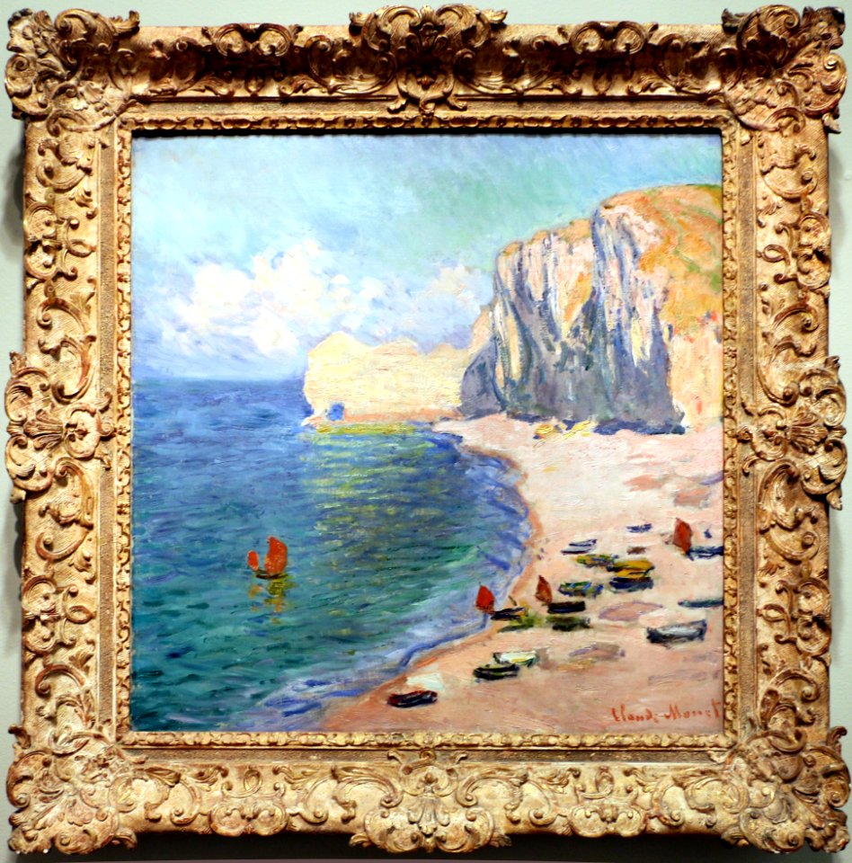 Claude monet, étretat, la spiaggia e la falesia d'amont, 1885