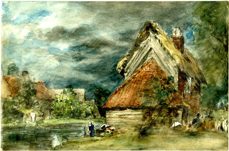Constable - Pond and cottages - a storm approaching, 1888,0215.39