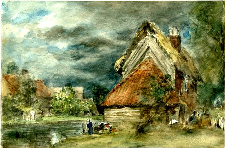 Constable - Pond and cottages - a storm approaching, 1888,0215.39