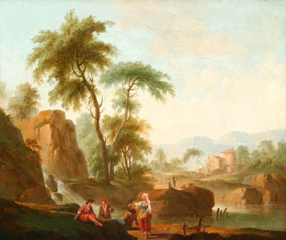 Claude-Joseph Vernet (1714-1789) (follower of) - An Italianate Landscape with Peasants by a Waterfall - 1548053 - National Trust