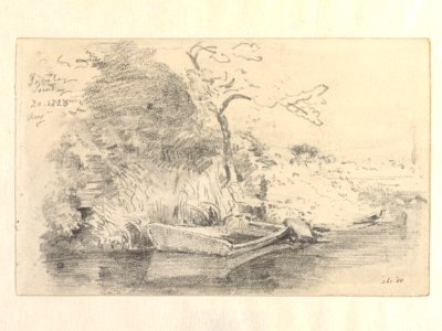 Constable - Scene on a river, with a punt, near Salisbury, 261-1888