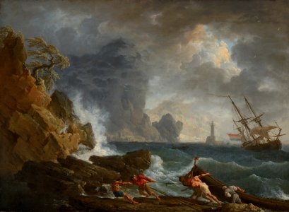 Claude-Joseph Vernet - An Italian Harbour in Stormy Weather - 292 - Mauritshuis
