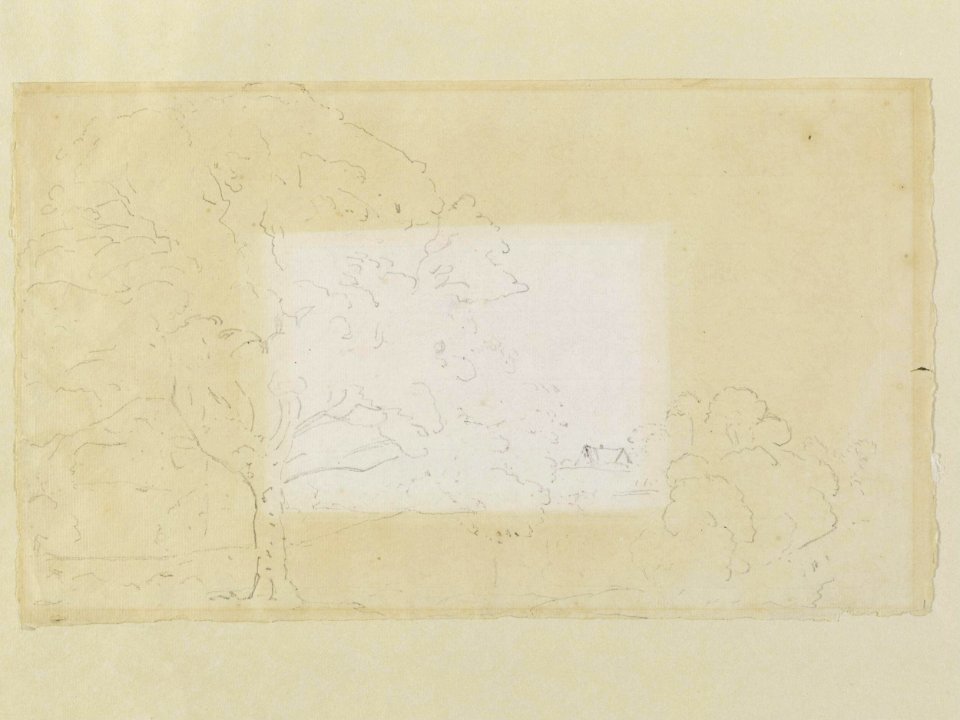 Constable - Study of Trees with a distant farmhouse, E.373-1992