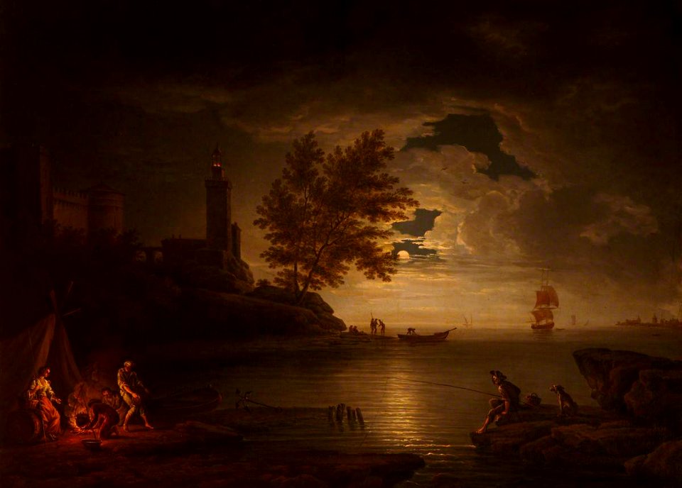 Claude-Joseph Vernet (1714-1789) (after) - Sea Piece by Moonlight with Fisherman - 836190 - National Trust