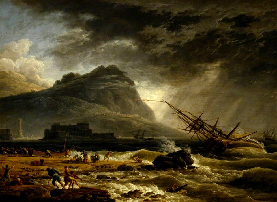 Claude-Joseph Vernet (1714-1789) - Midday, A Ship Offshore, Foundering in a Storm - 138286.3 - National Trust