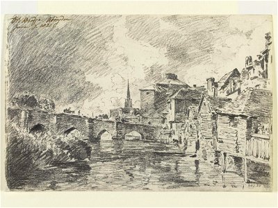 Constable - The old bridge at Abingdon, Berks, 282-1888. Free illustration for personal and commercial use.