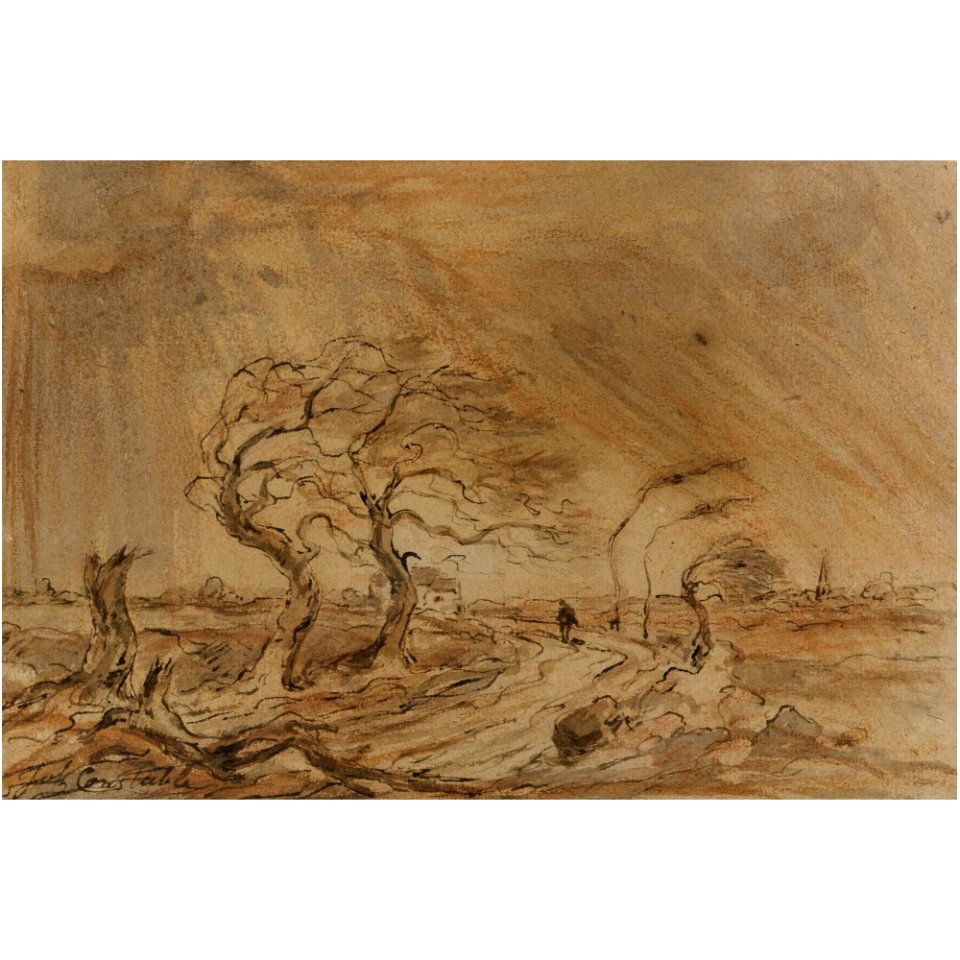 Constable - TRAVELLER IN A GALE IN A LANDSCAPE, lot.117