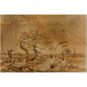 Constable - TRAVELLER IN A GALE IN A LANDSCAPE, lot.117