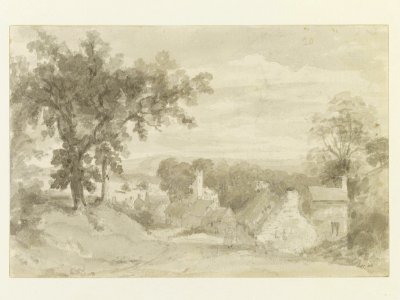 Constable - The entrance to the village of Edensor, 601-1888