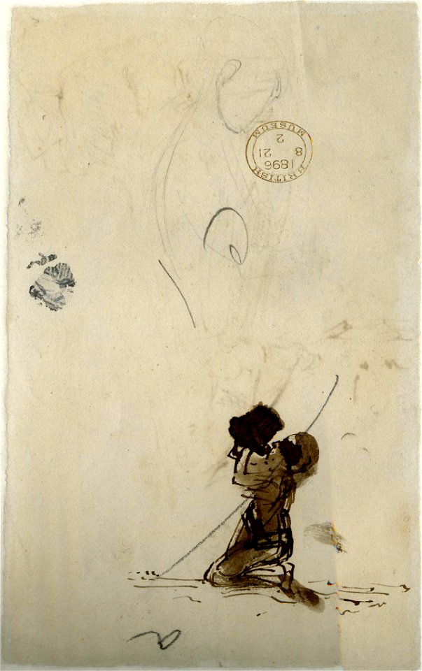 Constable - Verso figure kneeling and drinking from a vessel, 1896,0821.2