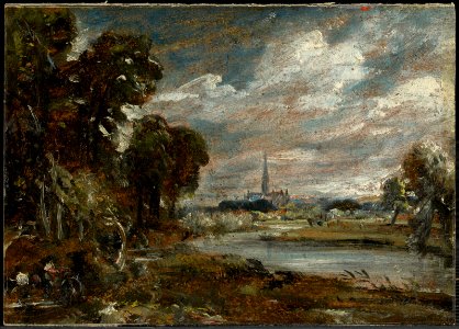 Constable - Salisbury Cathedral from the River Nadder, c. 1829, 2007.8.46