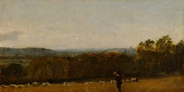John Constable - A Shepherd in a Landscape looking across Dedham Vale towards Langham - Google Art Project. Free illustration for personal and commercial use.