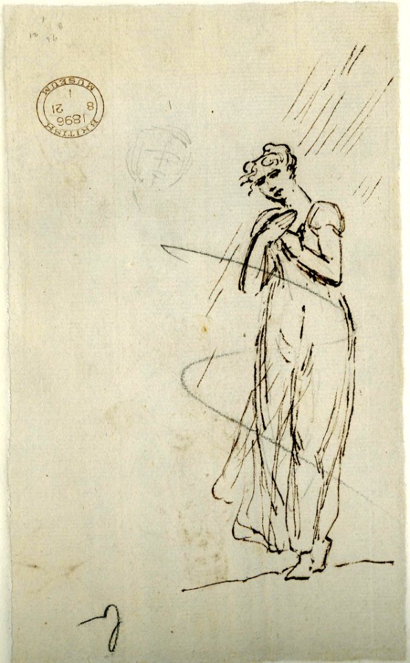 Constable - Verso study of a woman standing to left, her arms crossed, eyes to front, 1896,0821.1