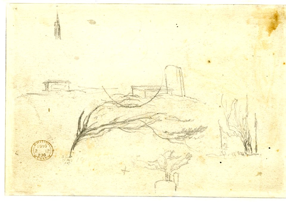 Constable - Verso Studies of trees and tomb stones, 1910,0212.236
