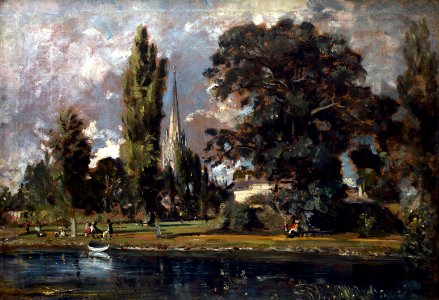 John Constable - Salisbury Cathedral and Leadenhall from the River Avon (1820)