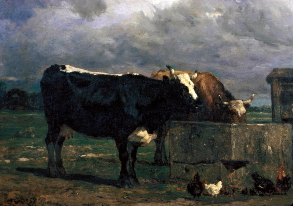 Constant Troyon - Cattle at the Trough - 12.6 - Detroit Institute of Arts