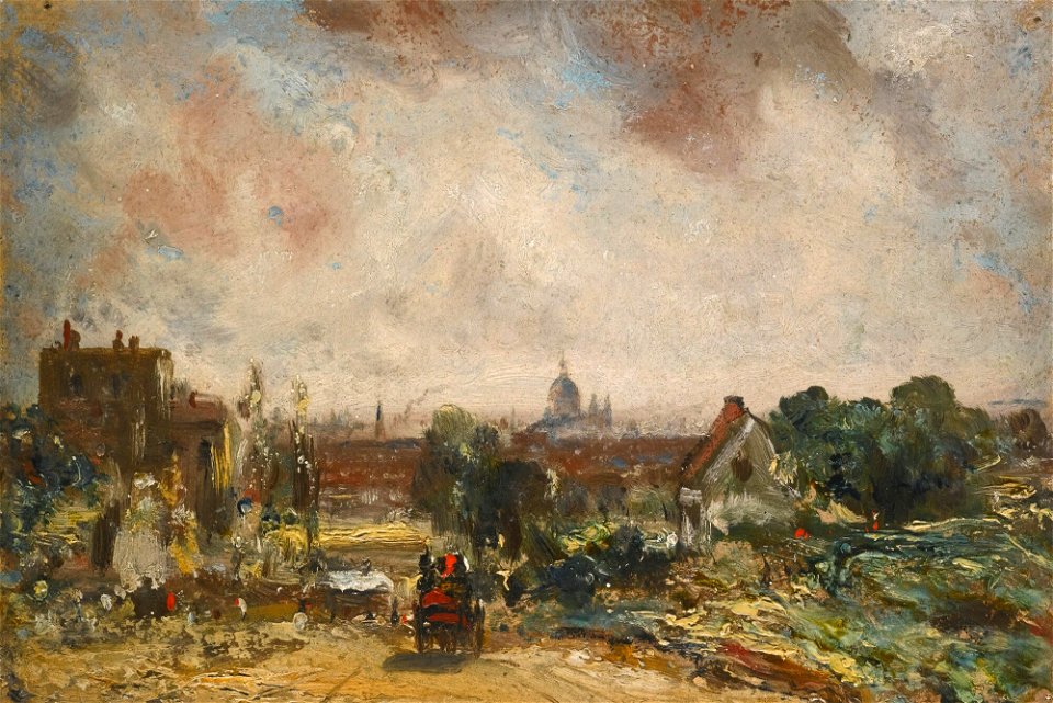 Constable - VIEW OF THE CITY OF LONDON FROM SIR RICHARD STEELE'S COTTAGE, HAMPSTEAD, lot.215