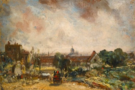 Constable - VIEW OF THE CITY OF LONDON FROM SIR RICHARD STEELE'S COTTAGE, HAMPSTEAD, lot.215