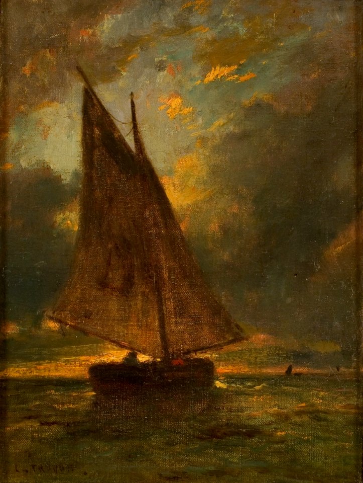 Constant Troyon - Vissersboot op zee (zeegezicht bij Honfleur) - 0440 - Rijksmuseum Twenthe