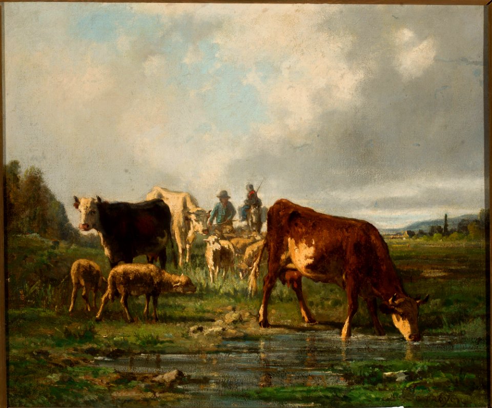 Constant Troyon - Cattle at the waterhole - M.Ob.1217 MNW - National Museum in Warsaw
