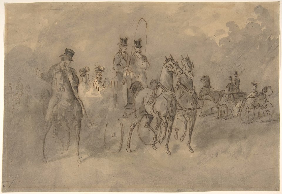 Constantin Guys, Driving in the Bois de Boulogne