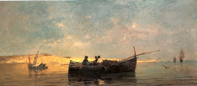 Constantine Volanakis Fishing boat at dusk