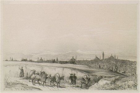 Constantinople from the road to Semlin - Lewis John F - 1838. Free illustration for personal and commercial use.