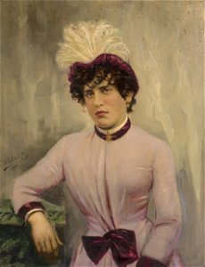 Constantin Westchiloff - Portrait of a Lady in a Pink Dress