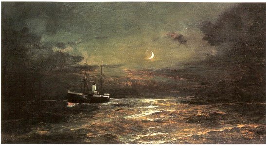 Constantine Volanakis Boat at moonlight