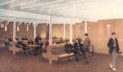 Contemporary Drawing of Titanic and Olympic 3rd Class Smoke Room