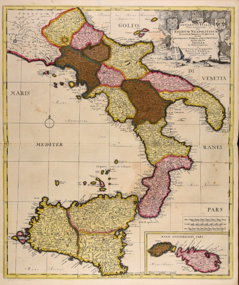 Continentis Italiae pars australior sive regnum Neapolitanum Hispaniae obediens subdivisum in... - CBT 5882238