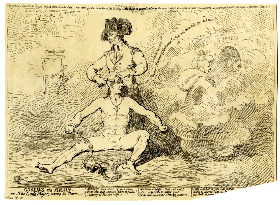 Cooling the brain. Or - the little major, shaving the shaver. (BM 1851,0901.443)