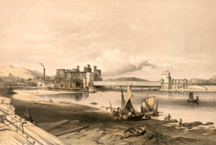 Conway Bridge. Construction of second tube, September, 1848