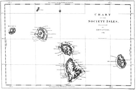 Cook chart of the Society Isles. Free illustration for personal and commercial use.