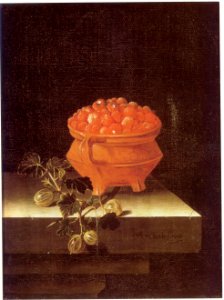 Adriaen Coorte - A bowl of strawberries and a spray of gooseberries