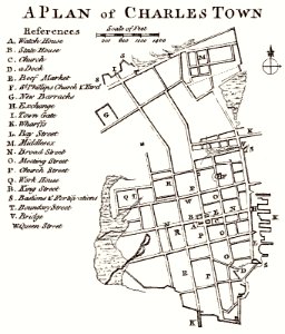 Cook, James — 1773 Map of Charles Town. Free illustration for personal and commercial use.