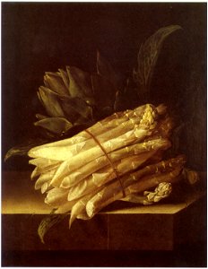 Adriaen Coorte - Still Life with Asparagus and Artichoke. Free illustration for personal and commercial use.