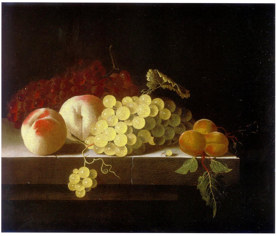 Adriaen Coorte - Grapes, Peaches and Apricots on a Stone Plinth