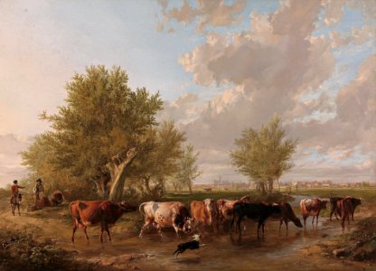 Thomas Sidney Cooper - Fording a brook, suburbs of Canterbury - Google Art Project