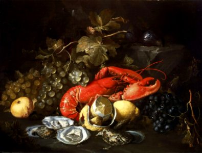 Alexander Coosemans - Still Life with Lobster and Oysters. Free illustration for personal and commercial use.