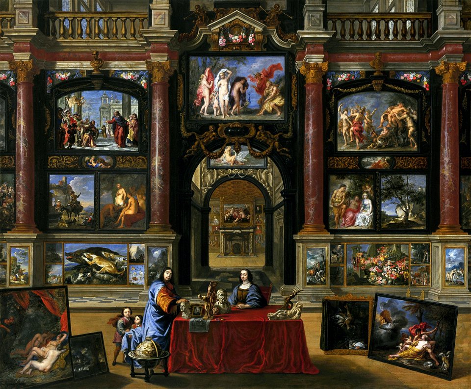 Coques, Gonzales - Interior with figures before a picture collection - 1672, 1706
