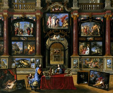Coques, Gonzales - Interior with figures before a picture collection - 1672, 1706