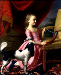 John Singleton Copley Young Lady with a Bird and Dog. Free illustration for personal and commercial use.