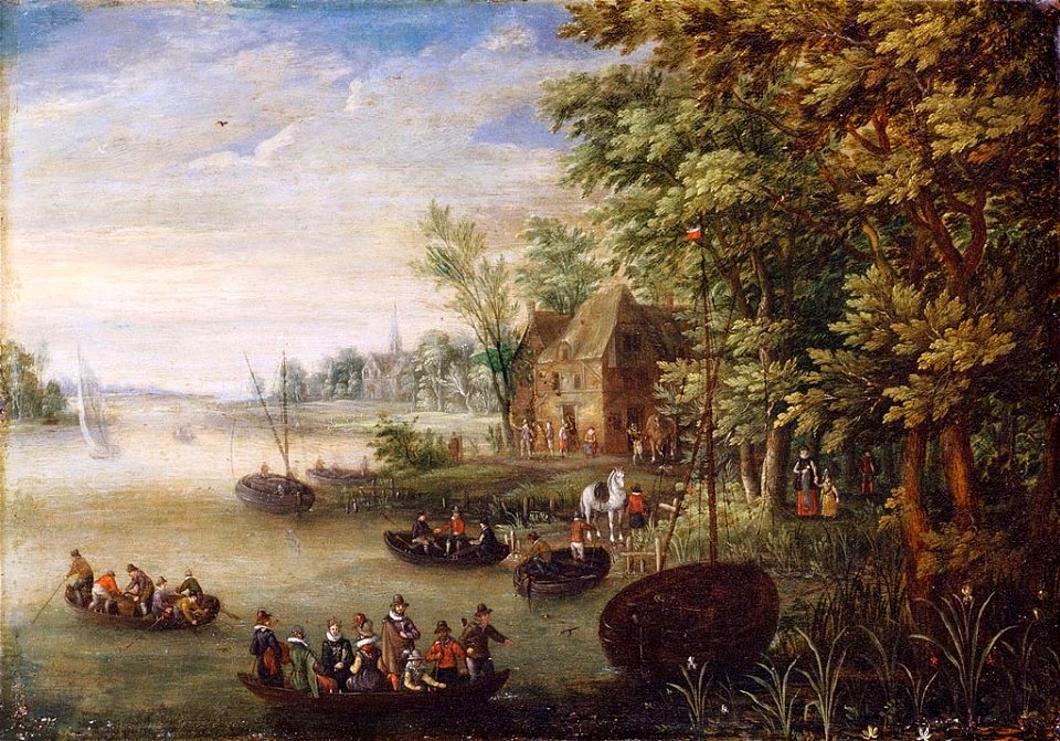 Copy after^ Jan Brueghel the Elder (Brussels 1568-Antwerp 1625) - A River Scene with Figures - RCIN 401277 - Royal Collection