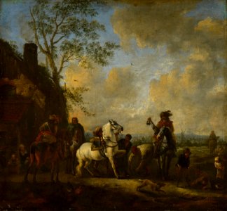 Copy after^ Philips Wouwerman (Haarlem 1619-Haarlem 1668) - Horsemen Outside a Forge - RCIN 404299 - Royal Collection